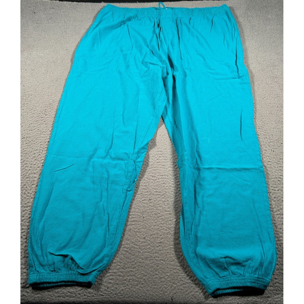 King Size Lounge Pants Mens 2XL Big Blue Crinkle Casual‎ High Rise Drawstring